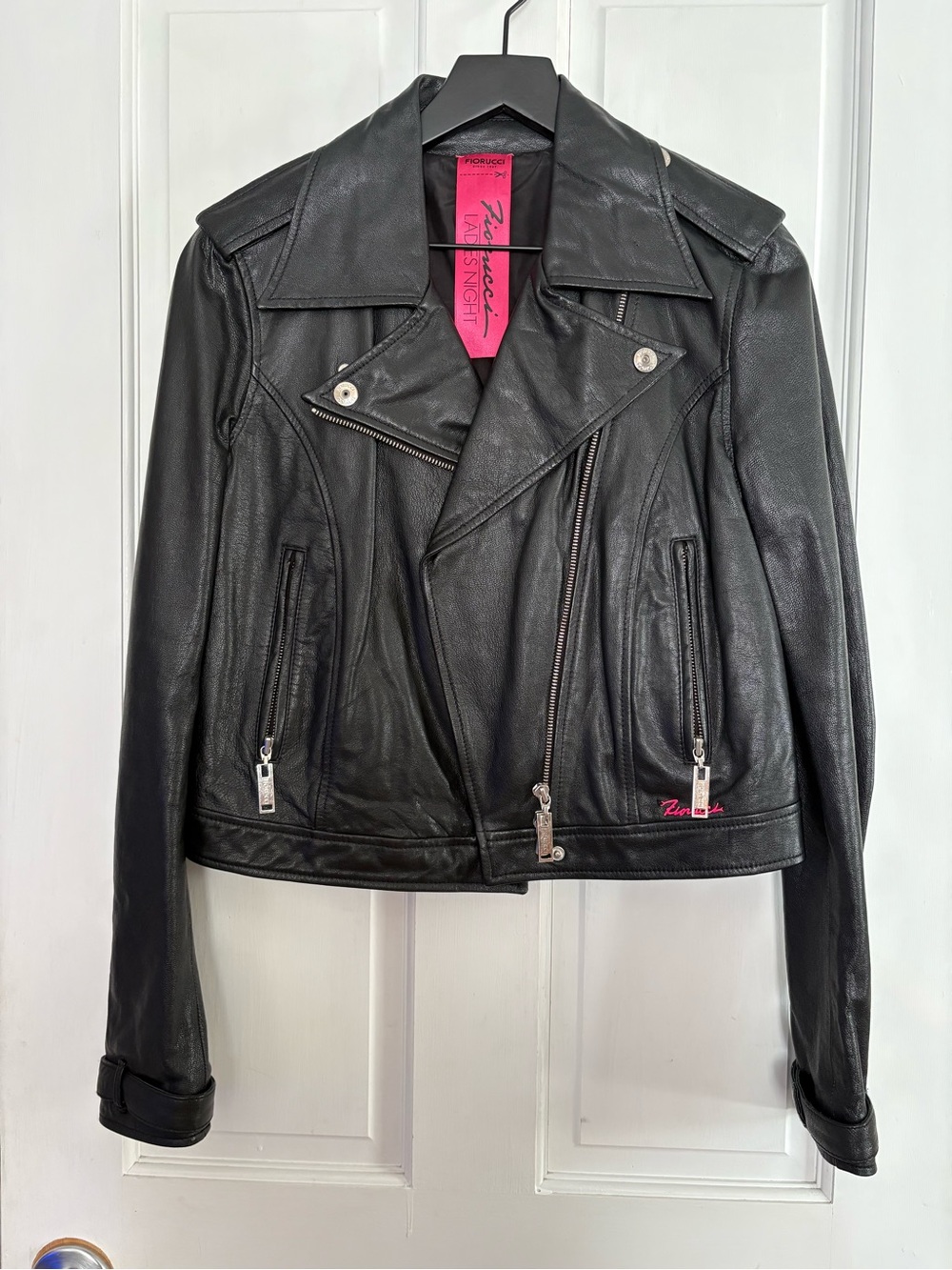 Fiorucci Black Leather Biker Jacket - Women's